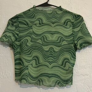 SHEIN Green Wave Pattern Women's Top